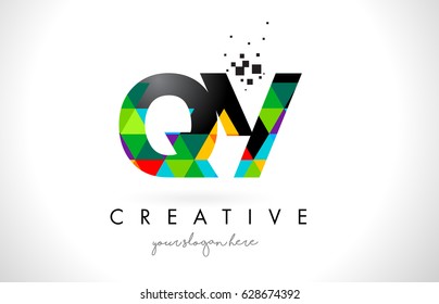 QY Q Y Letter Logo with Colorful Vivid Triangles Texture Design Vector Illustration.