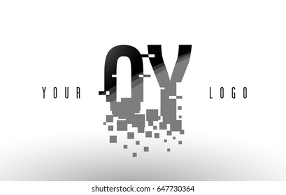 QY Q Y Pixel Letter Logo with Digital Shattered Black Squares. Creative Letters Vector Illustration.