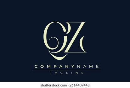 QZ abstract Logo. Elegantly Designed Minimalist Monogram Logo with Stylish Lettering. Sophisticated and sleek minimalist monogram showcasing unique lettering design.