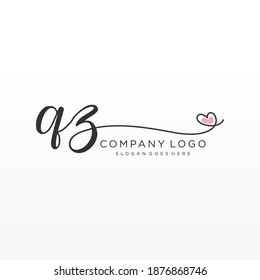 QZ Beauty vector initial logo, handwriting logo of initial signature, wedding, fashion, jewelry, boutique, floral and botanical with creative template for any company or business.