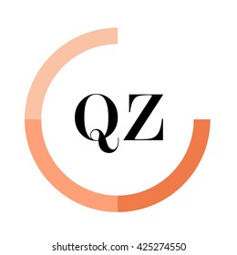 QZ business logo icon design template elements. Orange color vectors. Design identity in circle, Alphabet letter