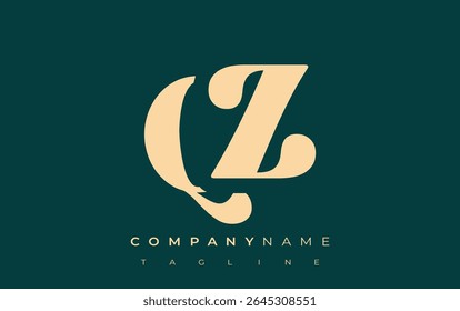 Diseño de logotipos de tipografía Abstractas creativa de QZ. Logotipo elegante que combina tipografía atrevida y Formas creativas, ideal para soluciones de marca e identidad.