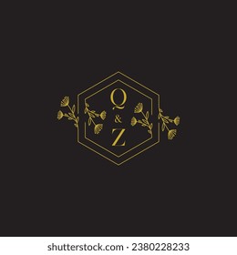 QZ elegant wedding initial logo in high quality professional design that will print well across any print media