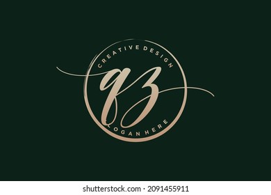 QZ handwriting logo with circle template vector signature, wedding, fashion, floral and botanical with creative template.