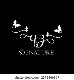 QZ Handwritten initial letter, QZ simple signature vector logo with butterfly shape variation, beauty, photography letter logo design. Q Z