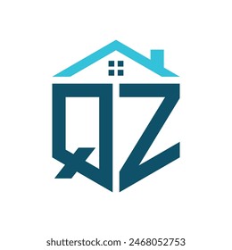 QZ House Logo Design Template. Letter QZ Logo for Real Estate, Construction or any House Related Business