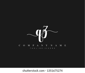 QZ initial handwriting logo template with luxury color vector.