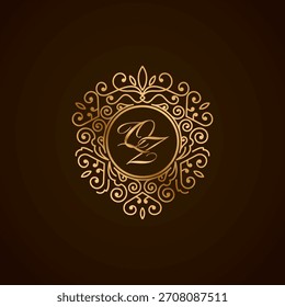 QZ initial letter luxury monogram logo, elegant ornamen jewelry, emblem of love shape heart