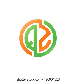 QZ initial letters looping linked circle logo orange green
