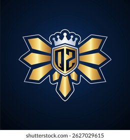 QZ initial letters monogram logo for gaming with shield and eagle wing