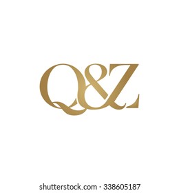 Q&Z Initial logo. Ampersand monogram golden logo