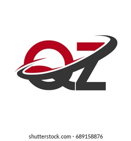 QZ initial logo company name colored red and black swoosh design, isolated on white background. vector logo for business and company identity