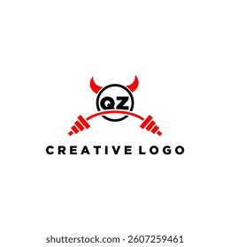 QZ initial monogram for fitnes or gym logo with devil style design