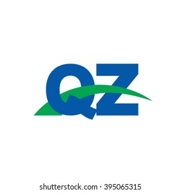 QZ initial overlapping swoosh letter logo blue green
