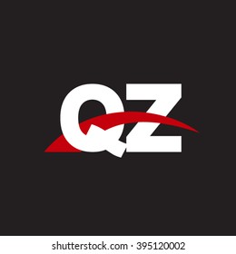 QZ initial overlapping swoosh letter logo white red black background