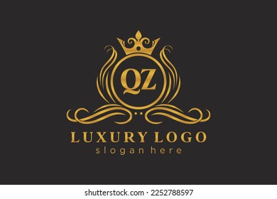 QZ Letter Royal Luxury Logo template in vector art for Restaurant, Royalty, Boutique, Cafe, Hotel, Heraldic, Jewelry, Fashion and other vector illustration.