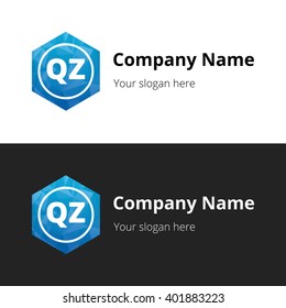 QZ Letters , Abstract Polygonal Background Logo, design for Corporate Business Identity, Alphabet letter