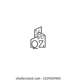 Logo de concepto de línea QZ en diseño profesional de alta calidad que será mejor para empresas relacionadas con bienes raíces