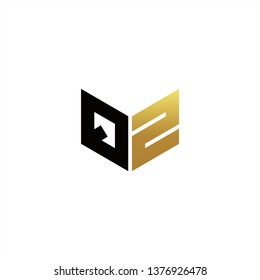 QZ Logo Letter Initial With Black and Gold Colors