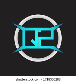 QZ Logo monogram with circle and four taper shape design template