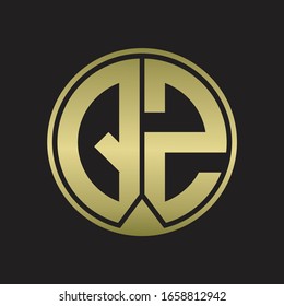 QZ Logo monogram circle with piece ribbon style on gold colors
