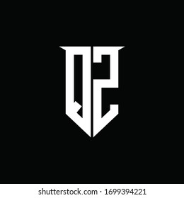 QZ-Logo-Monogramm mit Design-Design-Vorlage für Embleme-Schilde