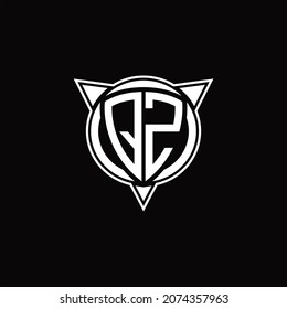 Monograma del logotipo QZ aislado con forma de círculo y tres plantillas de diseño de flecha
