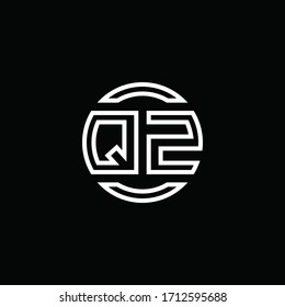 QZ logo monogram with negative space circle rounded design template