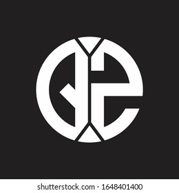 Monograma del logotipo QZ con estilo de cinta circular en pieza