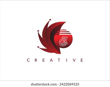 QZ Logo einfache Kombination Rot Farbe.