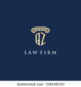 Logotipo inicial del monograma QZ para la firma de abogados con diseño de hitos