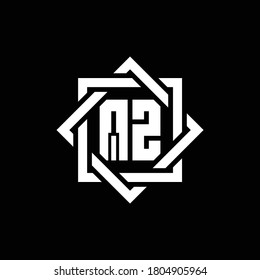 QZ monogram logo with abstract square around design template