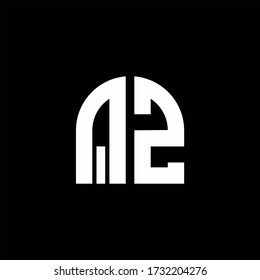 QZ monogram logo with curve shape design template isolated on black background