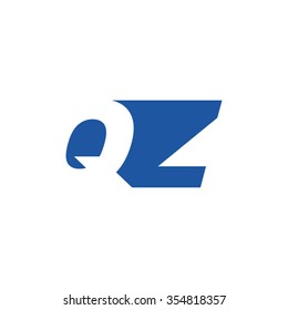 QZ negative space letter logo blue