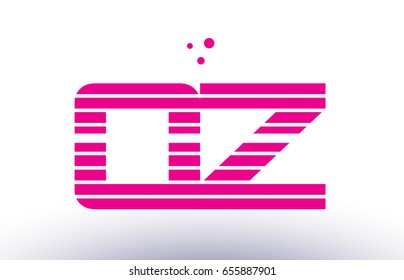 qz q z alphabet letter logo pink purple line stripe company design template creative abstract vector