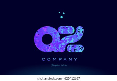 qz q z alphabet pink blue bubble circle dots creative letter company logo vector icon design template
