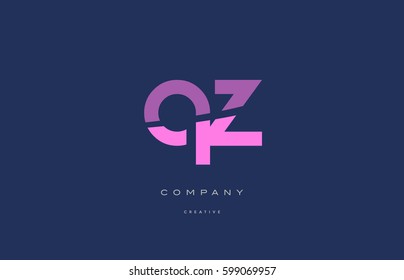 qz q z  pink blue pastel modern abstract alphabet company logo design vector icon template 