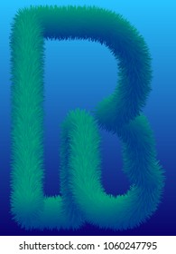 "R" 3D Fur Effect Typographic Icon On Color Background. Graphic Font For Your Design Background. Design Concept For Graphic, Banners, Presentations, Wallpaper. Vector Illustration.  Eps10