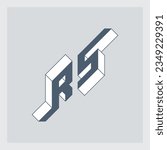 R and 5 vector logo. R5 - monogram or logotype. Isometric 3d font for design. Three-dimension letters.