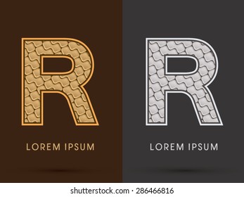 R, Abstract Font, Text, Typography, concept  luxury gold and silver pattern, graphic vector