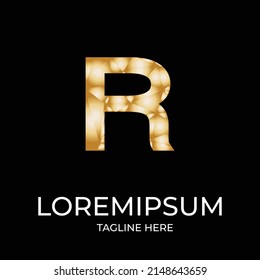 R abstract gold logo design vector