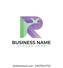 R abstract gradient 3d vector logo design
