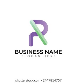 R abstract gradient 3d vector logo design