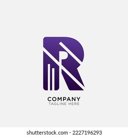 R Abstract logo design element gradation color 