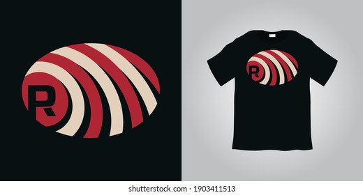 R abstract optical illusion t shirt graphic design vector illustration
