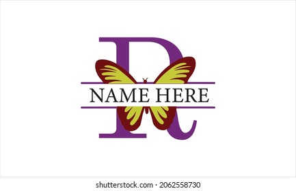 R Alphabet Butterfly abstract monogram vector logo template