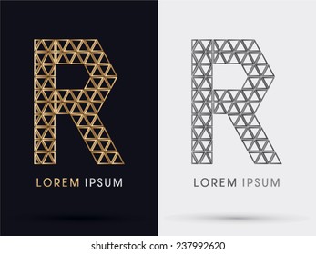 R alphabet font from Gold triangle, logo, symbol, icon, graphic, vector .