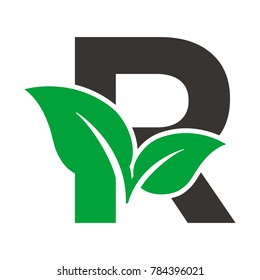 R Alphabet green leaf vector illustration eps 10 eps 8