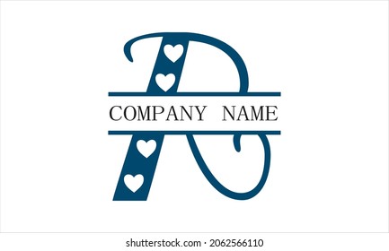 R Alphabet Heart abstract monogram vector logo template
