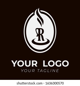 R ALPHABET INITIAL CIRCLE COFFEE LOGO TEMPLATE